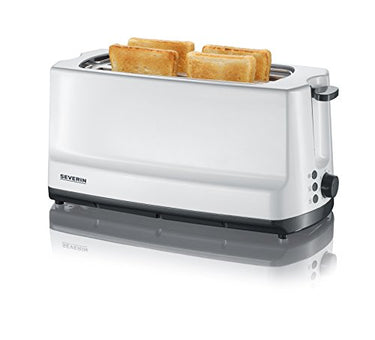 SEVERIN Doppel-Langschlitztoaster mit Brötchenaufsatz, für 4 Brotscheiben, zum Toasten, Auftauen und Erwärmen, Kunststoff, Grau, Weiß, 1.400 W, AT 2234 im Sale